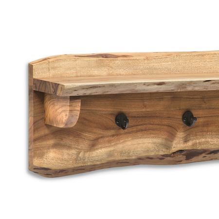 Alaterre Furniture Alpine Natural Live Edge Wood 36" Coat Hooks with Shelf AWAA3320